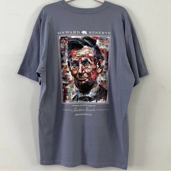 New With Tags! Onward Reserve Abraham Lincoln Pocket Tee Washed Blue T Shirt - Picture 3 of 6